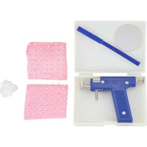 Pro Steel Ear Nose Navel Body Piercing Gun Tool Kit 98pcs Instrument Studs Set Blue