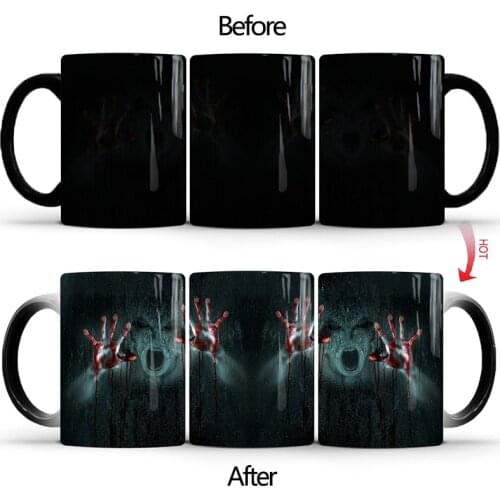 Drop Shipping 1Pcs New Ceramic Mugs Coffee Mugs Milk Mugs Magic Mugs Color Changing Mugs Best Gift for Friends Halloween Party