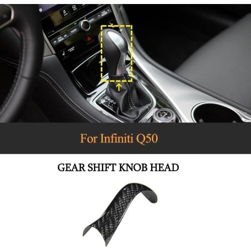 Dry Carbon Fiber Shift Knob Cover Trim For Infiniti Q50 2013-2017 Car Gear Lever Shift Knob Cover Trim