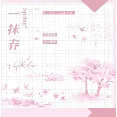 Lovely Pink Spring Washi Tape for Card Making Bullet Journal DIY Scrapbooking Label Stickers