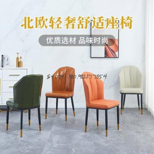 Nordic light luxury dining chair home modern minimalist backrest restaurant wrought iron leisure dining table and chair makeup