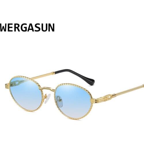 WERGASUN Sunglasses Women Men UV400 Metal Brand Designer Punk Sun Glasses Steampunk Vintage Goggles Black Shades