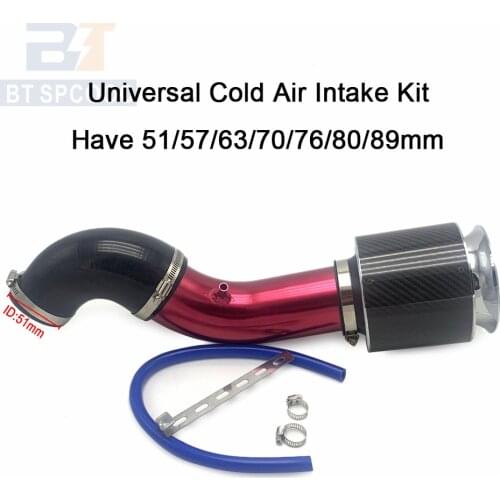 Universal 51/57/63/70/76/80/89mm Car Air Filters Performance Car/Racing Power Sport High Flow Carbon Fiber Cold Air Filter Kit