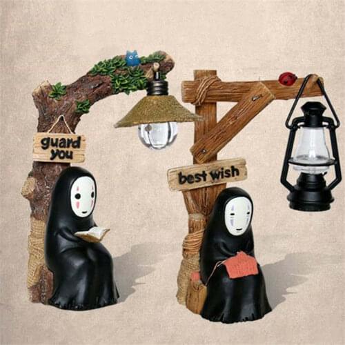 Japanese Anime Cartoon Studio Ghibli Kaonashi No Face LED Light Doll Miyazaki Hayao Spirited Away Resin Action Figure Kids Toys