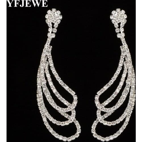 YFJEWE Wholesale New Crystal Silver Plated Jewelry Womens Long Earrings for Women Girls Christmas Gifts Boucle Doreille E419