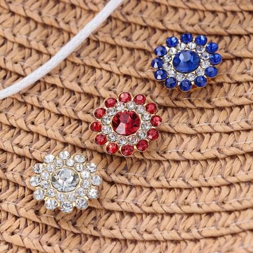 10Pc 14mm Apparel Sewing Supplies Sparkling Crystal Glass Stone Sunflower-Shaped Rhinestone Buttons Clothes Decoration DIY Craft