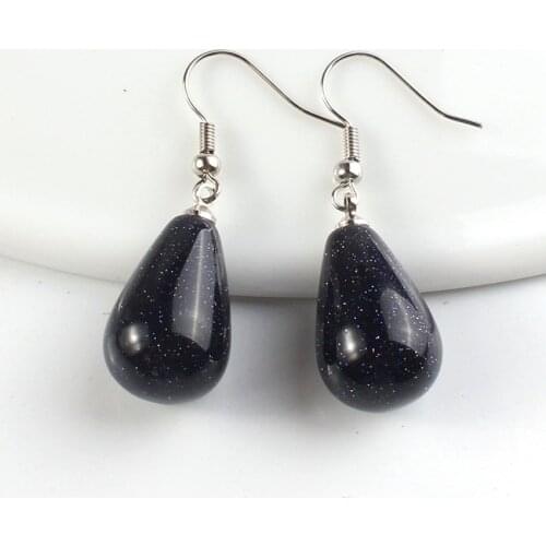 100-Unique Trendy Silver Plated Water Drop Blue Sand Stone Earrings Elegant Women Earrings