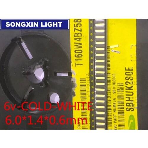 1000pcs Free shipping 6014 SMD LED Beads Cool White 1W 6V 150mA For TV/LCD Backlight 6.0*1.4 cold white chip-2