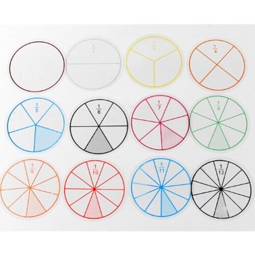 12pc Math Fraction Circles for Children Kids Student School Educational Toy Gift