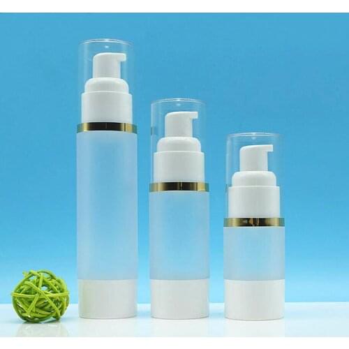 15ML frosted plastic airless bottle gold line lotion/emulsion/serum/liquid foundation/whitening essence cosmetic packing