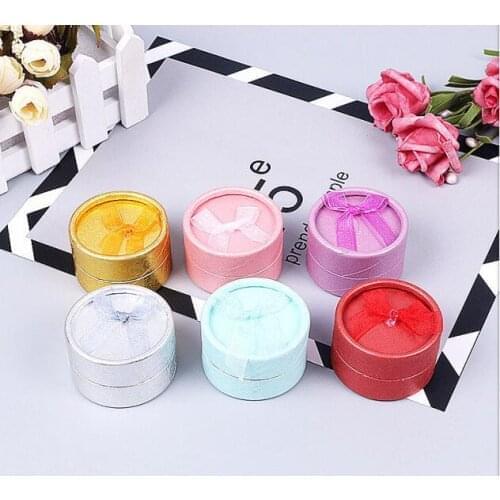 1800pcs/lot Christmas Eve Valentines Day Gift Box Ring Earring Boxes Diameter 5cm Gift Boxes Bowknot Jewelry Display Rack