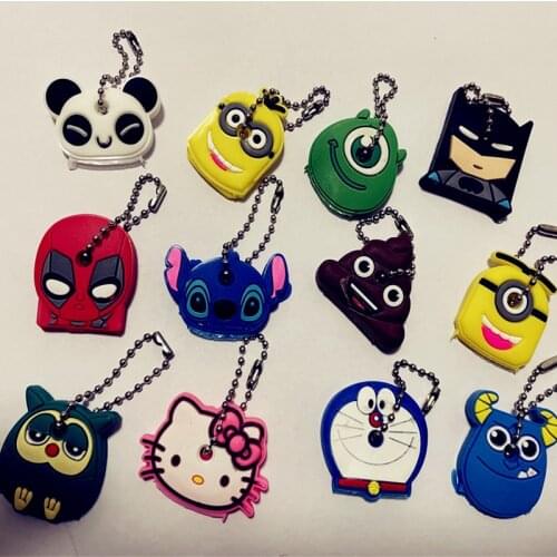 2Pcs/Set Cute Animal Silicon Key Caps Covers Keys Keychain Case Shell Novelty Item Figurines As Gift For Girlfriend
