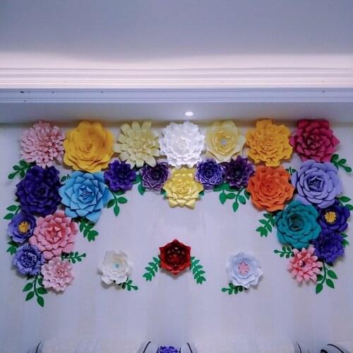 27PCS Flowers+24PCS Leaves 2018 Giant Paper Flowers For Wedding & Event Decorations Backdrops Deco Baby Nursery Fashion Show