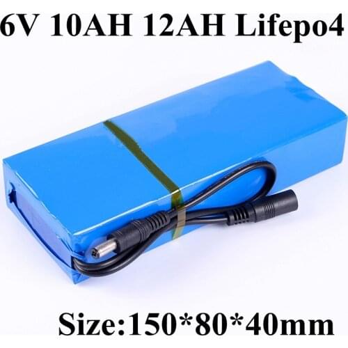 2S 10Ah 6V 10000mAh 12Ah 6.4V Portable Rechargeable Lithium Lifepo4 battery kids electric scooter children toy cars led light