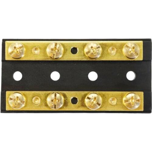 4 Gang Dual Brass Bus Bar with Screw Terminals, 32V 60A, Ground Terminal Strip for Car Boat