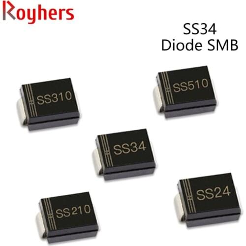 50Pcs SMD Schottky Barrier Rectifier Diode SK14 SS320 SS56 SS54 SS32 SS22 SS54BF SS210 2A 40V 50V 60V 80V 30V 20V SMB DO-214AA