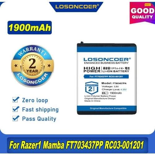 1900mAh FT803437PA Ip083442a Battery For Razer1 Mamba FT703437PP RC03-001201 Laser Cordless Mouse Naga Epic