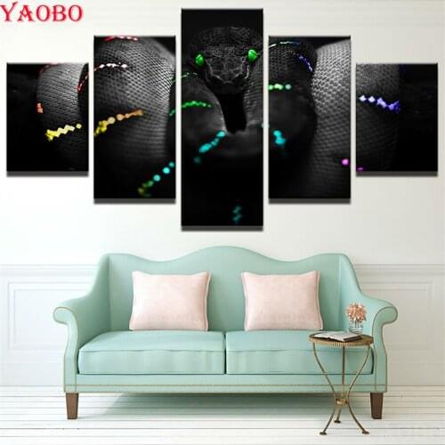 5pcs/set Diamond Painting Snake Resin Rhinestones Full square Round Drill for Living Room Decor mosaic full embroidery drill pen