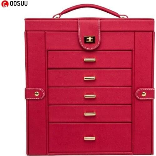 GOOSUU PU Velvet Jewelry Organizer box Large Capacity Locker Portable makeup Bracelets Earring&Ring packaging Necklace container