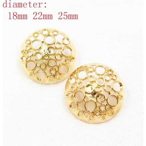Free shipping 10pcs/Lot Dia 18/20/25mm,Gold Color,Metal Hollow style Buttons, garment accessories DIY materials,LL-001