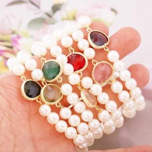 Colorful Imitation Gemstone Pearl Bracelet Women Elastic Adjustable Beads Chain for Women Bracelets On Hand pulseras mujer