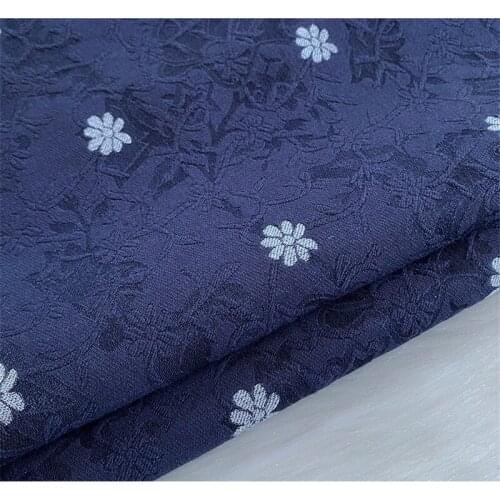 CF988 Little Flowers Jacquard Dark Blue/Brown Brocade Fabric/Womens Noble Clothings Fabric/Home Textiles/DIY Sewing Materials
