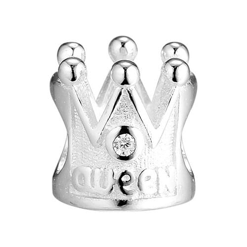 CKK Beads Charms White Crown Silver 925 Original Fits Pandora Bracelet Pulsera Sterling Silver Jewelry Making Kralen Charm Bead
