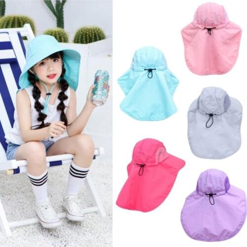 Childrens Fashion Big Sun Hat Beach Hat Side Mesh Cape Hat Wide Brim Beach Hat