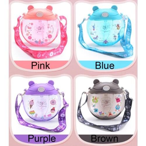 Cute Cartoo Donuts Water Bottle For Kids Portable Children Cup With Straw