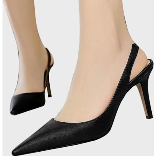 EAGSITY women slingback Shoes Pumps ankle strap ladies high heel pointed toe slip on party wedding shoes large size 43