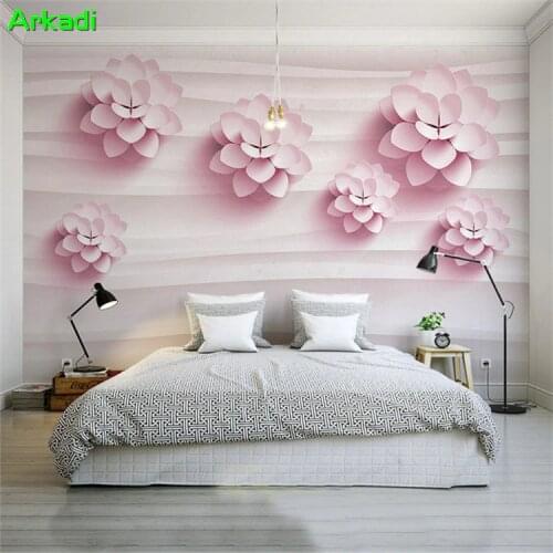3d European warm pink flower jewelry TV background wall paper sofa bedroom wedding room living room wallpaper mural
