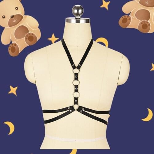 HANAERNES Sexy Harness Bra Cage Adjustable Suspenders Belts Metal Rivet Clubwear For Lady Chest Bondage Erotic Lingerie Cage Bra