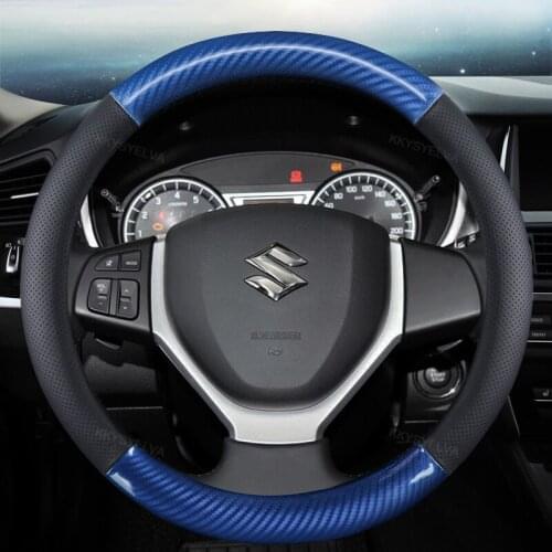 Genuine Leather Car Steering Wheel Cover 15 inch/38cm for Suzuki Swift Grand Vitara Ertiga SX4 Alto Ciaz Dzire APV S-Cross Ignis