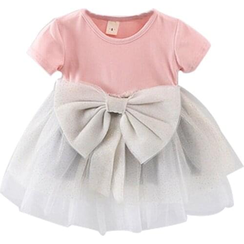 Summer Baby Girls Dresses Newborn Kids Floral Bow Tutu 1 2 year Birthday Party Dress For Infant Girl Childrens Wedding Costume