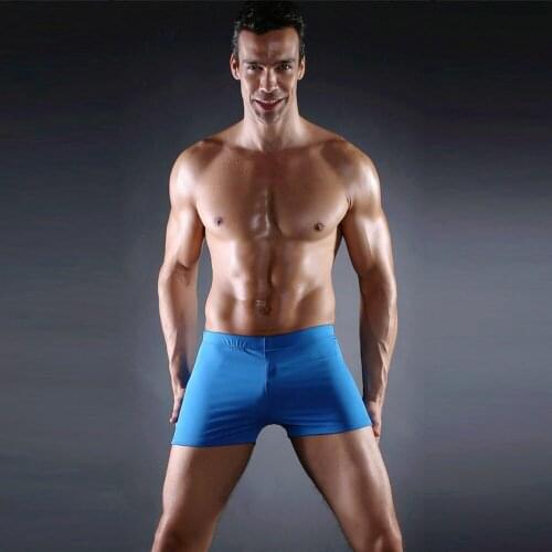 Men Swimwear Solid Summer Swim Trunks Sexy Swimsuit Beach Sports Boxer Shorts Tether Swimming Surf Shorts High Elastic Briefs