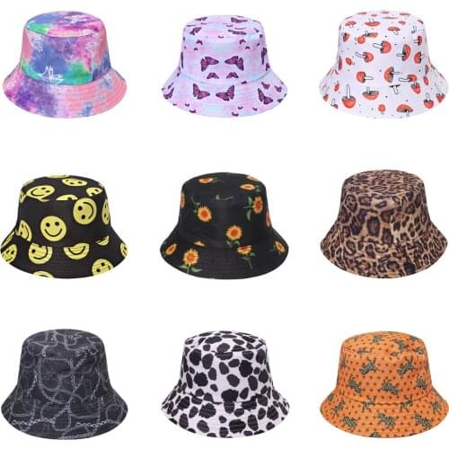 New Fashion Summer Sun Fishing Caps Rainbow Butterfly Print Bucket Hats Fisherman Caps Women Men 2021