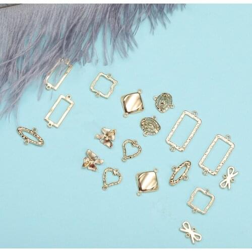 10pcs Gold Square Heart Charms Pendants Double Hole Connectors Jewelry Making Findings DIY Necklace Earrings Bracelet Accessorie