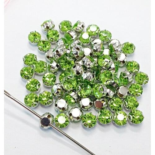 Sew On Crystal Rhinestones Strass Shiny Glass Stones Peridot 100pcs/lot 3.8mm Sewing Crystals DIY Gem decoration