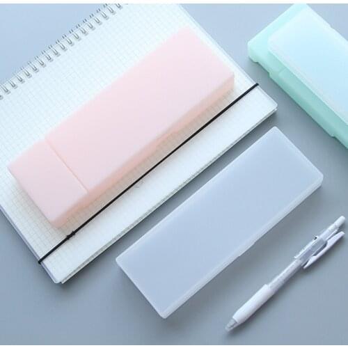Simple Transparent pencil case Frosted Plastic Pencil Pens storage box stationery Office Supplies 3 specifications