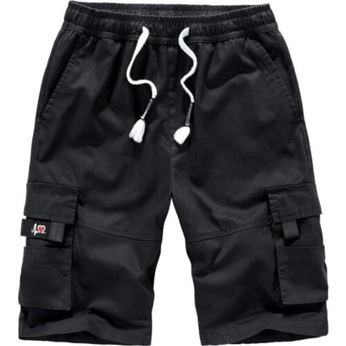 Mens Cargo Shorts Summer Camouflage/Solid Color Short Sport Sweatpants Men Military Multi Pockets Drawstring Shorts for Male