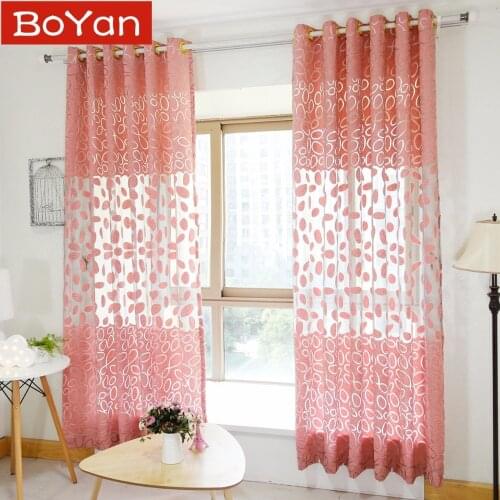 Latest 2 Colors Morden Fashion Beautiful Floral Window Curtain for Living Room Cute White FLowers Tulle Sheer Bedding Room Decor