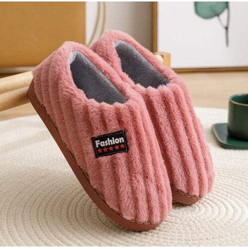Cotton Slippers Female Household Autumn Winter Indoor Home Warm Plush Non-slip Thick Bottom Couple Slipper Male Men Women Shoes
