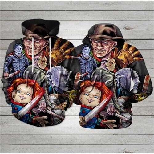 Horror Kings Halloween 3D All Over Print Hoodies Mens jacket male vintage gothic sweatshirt Boys Casual streetwear outfits Tops