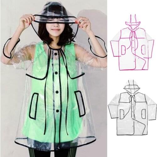 Waterproof Transparent Rain Coat Festival Camping Clear Raincoat for Women Girls