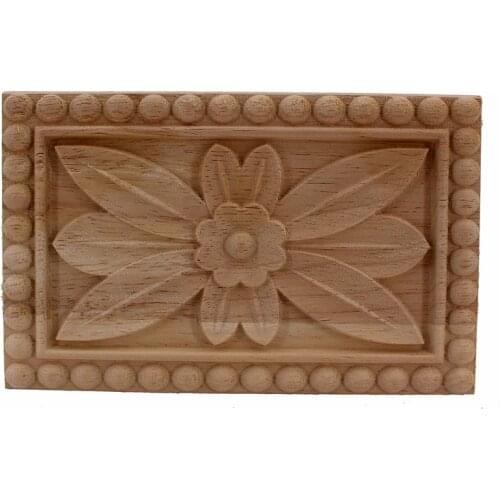 VZLX Vintage Unpainted Wood Carved Corner Onlay Applique Frame Decorate Wall Door Furniture Decorative Figurine Wooden Miniature