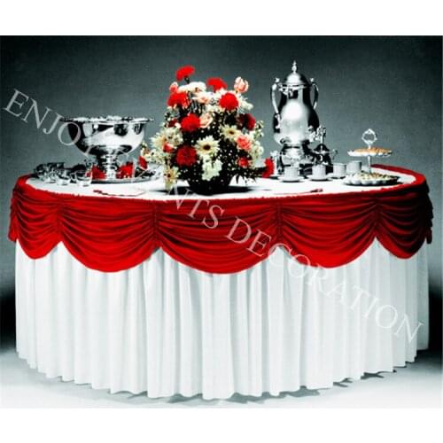 YHT#204 SHIPPING FREE, CUSTOMIZED AVAILABLE, elegant swag table skirt size 4.8m long by 75cm hight for events decoration