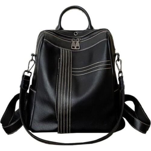 Genuine leather Backpack Women 2021 New Texture Soft leather backpack famous brand all-match casual large-capacity travel bag