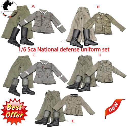 1/6 scale WWII German Suit Military Uniform Clothes Defense Forces uniform shirt Pants Boots Full Set For 12" DIY Action Figure