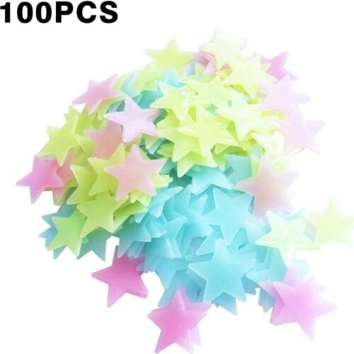 100pcs Creative Wall Stickers Luminous Fluorescent Green Stickers Early Education Toy Home Wall Decoration Wall Poster