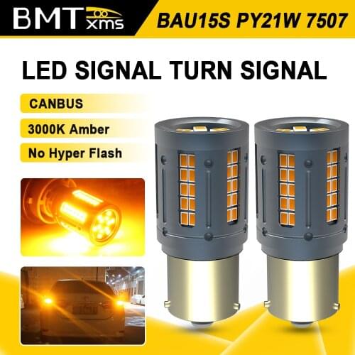 BMTxms 2x NO Hyper Flash For Honda Accord 2018-2021 Car LED Turn Signal Light Led Bulbs 7507 BAU15S LED Lamp 1156PY PY21W Amber
